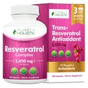 Rent Holistisk Resveratrol 1450mg, 90 Servering, Trans- Resveratrol Antioxidant supplement med C-vitamin og Polyphenol Complex, 180 Vegan kapsler