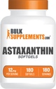 Bulkaxaments.com Astaxanthin 12mg Softgels - Astaxanthin Kosttilskud, Antioxidant Source - Gluten Free, 1 Softgel per servering, 180 Count (pakke med 1)