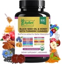 Black Seed Oil & Honey med gurkemeje med BioPerine, Apple Cider Vinciale, Biotin, Zink & Vitaminer C D3 B12 - Immunum, Detox, Energi & Hårnegle Support - 60 Vegan, Halal, Organic Gummies