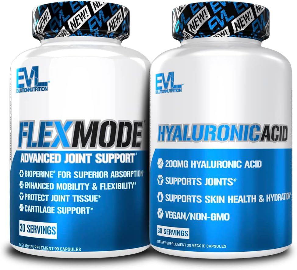 Advanced Joint Support Support Bundle - Komplet Joint Support Stack med Hyaluronsyre og FlexMode med Joint Vitamin Glucosamin Chondroitin MSM og BioPerine til forbedret absorption