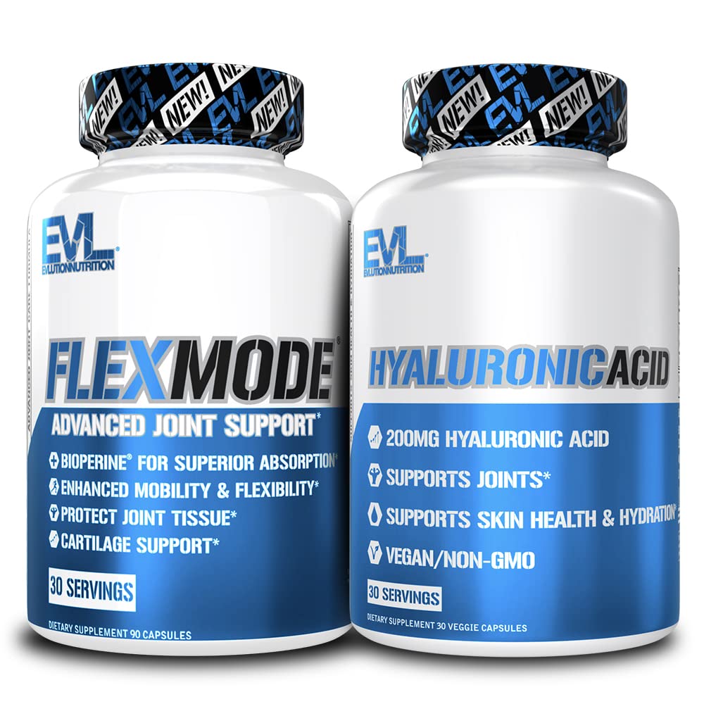 Advanced Joint Support Support Bundle - Komplet Joint Support Stack med Hyaluronsyre og FlexMode med Joint Vitamin Glucosamin Chondroitin MSM og BioPerine til forbedret absorption