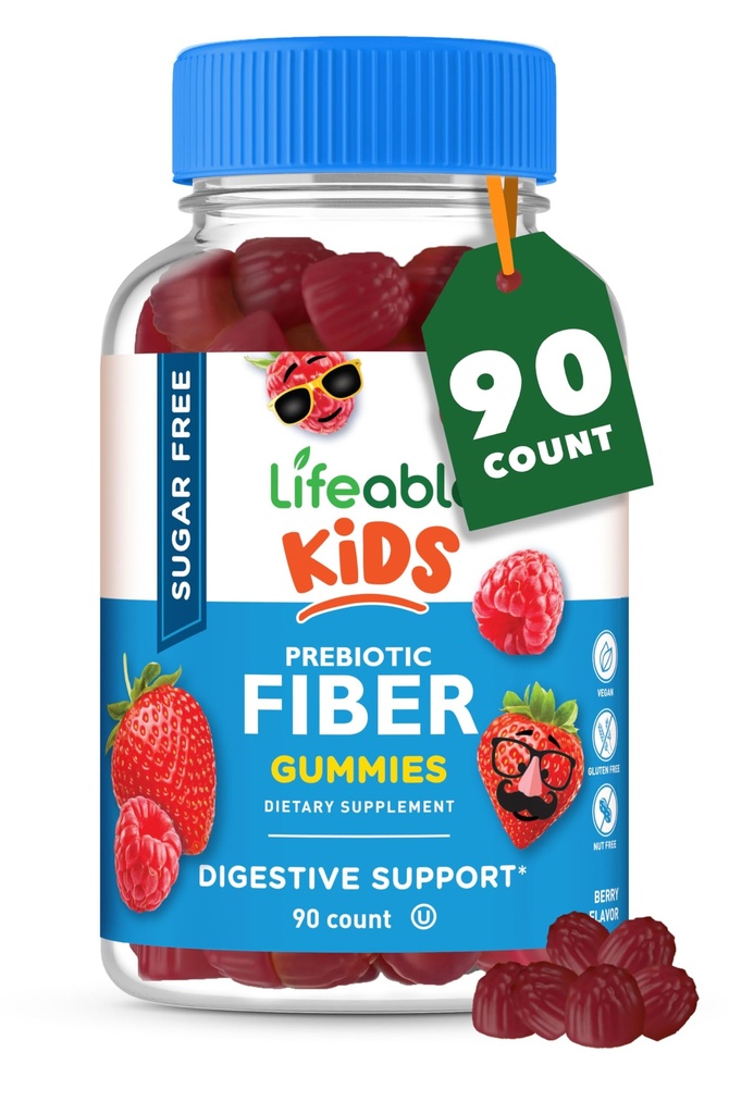Lifeable Sugar Free Prebiotic Kids Fiber Gummies against 124; 4g Fiber til børn