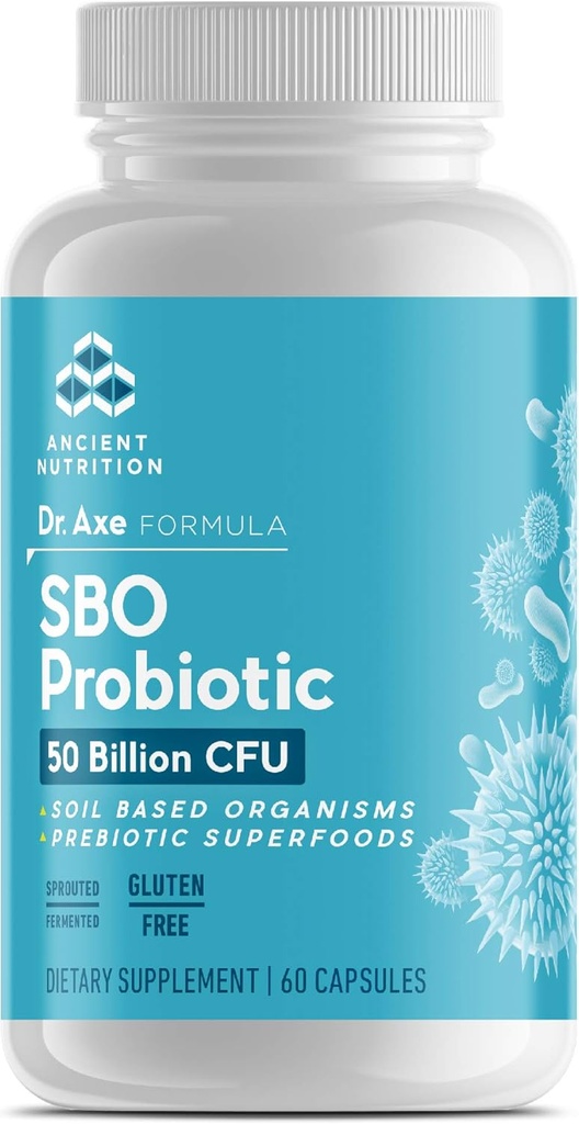 Ancient Nutrition Probiotika, Gut Gendanne 60ct med Ingefær og Bukkehorn, Understøtter fordøjelsesfunktioner, Reducerer Diarré, Forstoppelse, Gas og Bloating, Superfoods Blend, 50 milliarder CFU * / Servering