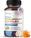 Organic Mushroom Complex med løvens Mane, Cordyceps & Tyrkiet Hale - hjerne, hukommelse og immunforsvar - 180 kapsler (6-måneders levering)