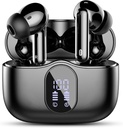 Trådløse Earbudons, Bluetooth 5.4 Hovedtelefoner Bass Stereo, Ear Bud med støj Annullering Mic LED Display, IP7 Vandtæt i Ear Earphones, 36H Playtime for Laptop Pad Phones Sport Workout, Sort