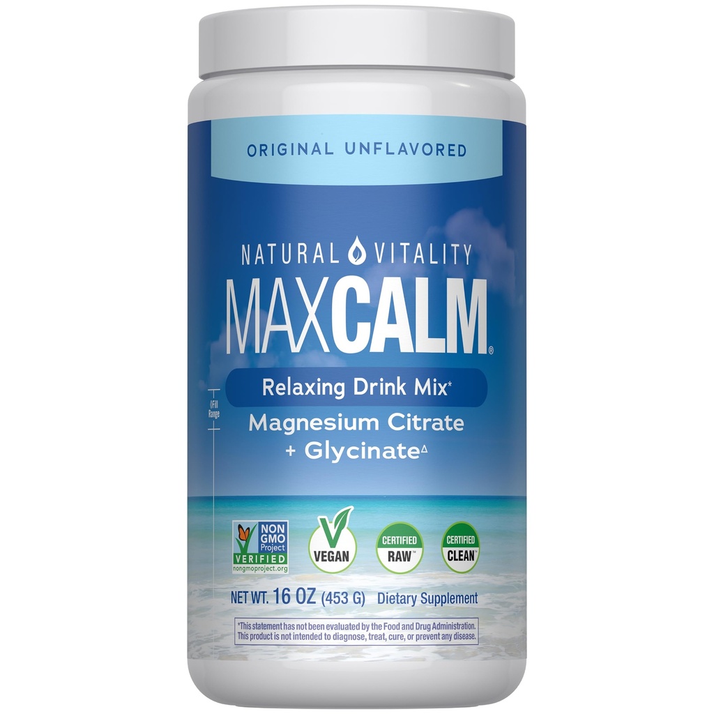 Naturlig Vitality rolig, Magnesium tillæg, Anti- Stress drik mix pulver, Gluten fri, Vegan, & Non- GMO, Original Unflavored, 16 oz