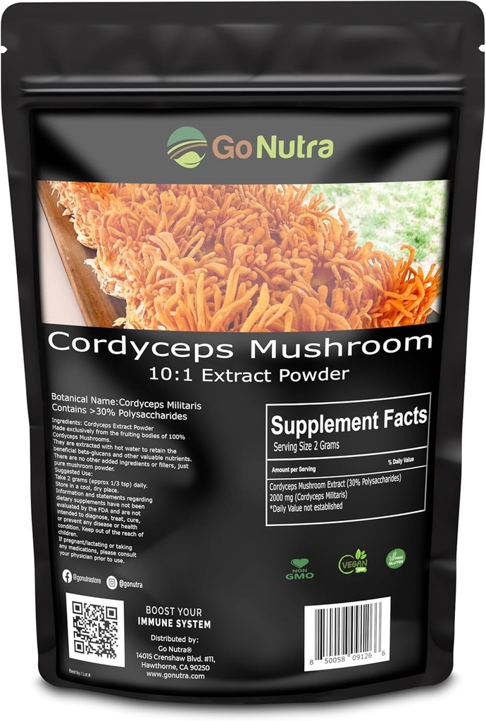 Cordyceps Mushroom Powder Cordyceps Extract 30% Polysaccharides Non- GMO Pure Cordycep Powder 8 oz. (225 Bedste)