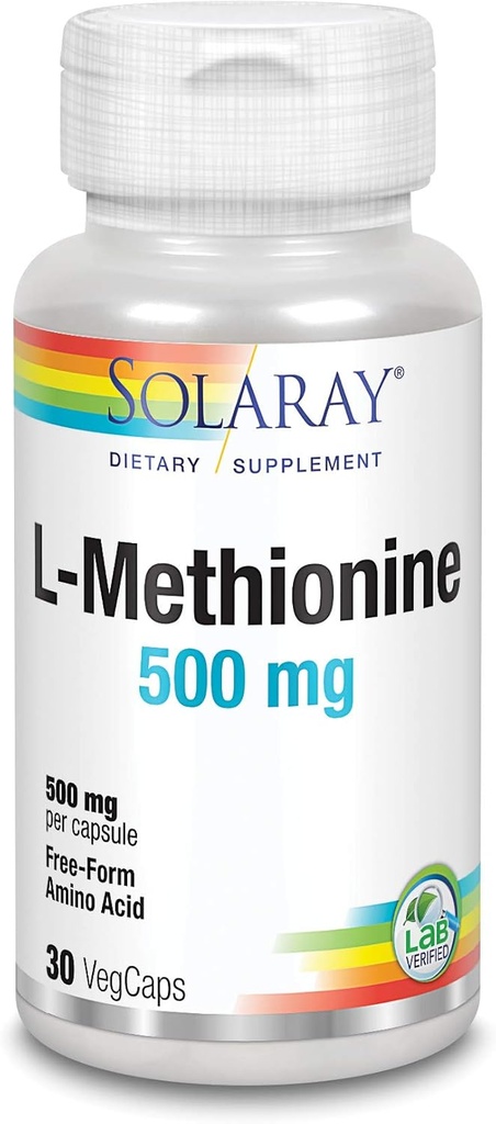 SOLARAY L- Methionin - fri form Aminosyre - 500 MG (30 kapsler)