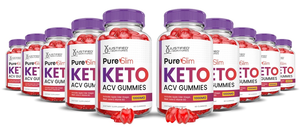 (10 Pack) Pure Slim Keto ACV Gummies Advanced Formel 1000MG PureSlim Keto Gummies Apple Cider Vinciate Formuleret med Pomegranat Beet Juice Powder B12 Vegan Non GMO 600 Gummys