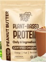 Organic Vegan Protein Powder - Peanut Butter Flavor, Plant- baseret, Gluten- Free, Non- GMO, Soy- Free, 20g Protein Per Servering, Ideel til smoothies, Shakes, Bagning, Madlavning (1 pakke, 20 Servering)