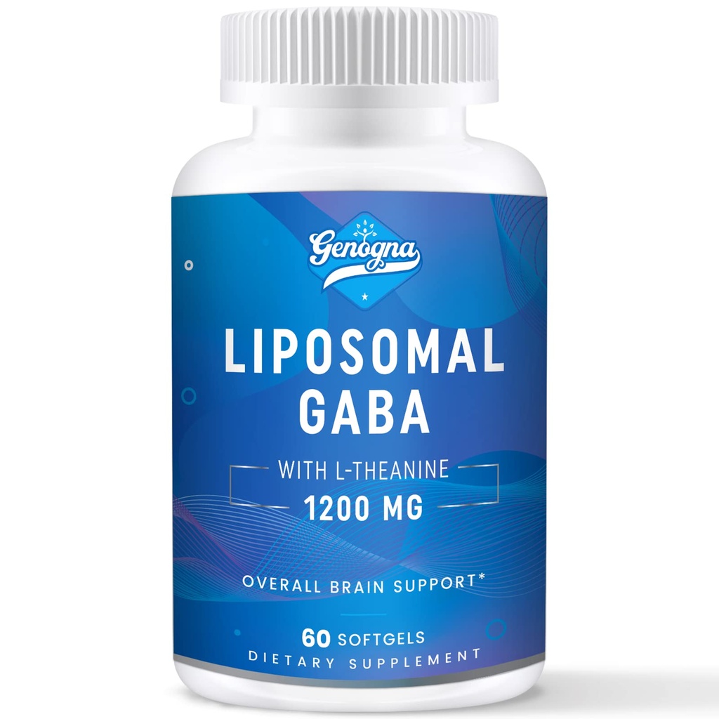 GABA med L- Theanin Supplement 1200 mg - Højbiotilgængelig Liposomal GABA supplement, 60 kapsler til voksne
