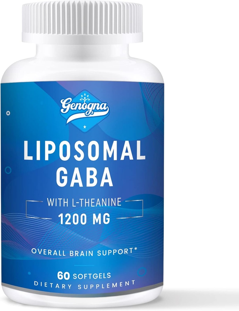 GABA med L- Theanin Supplement 1200 mg - Højbiotilgængelig Liposomal GABA supplement, 60 kapsler til voksne
