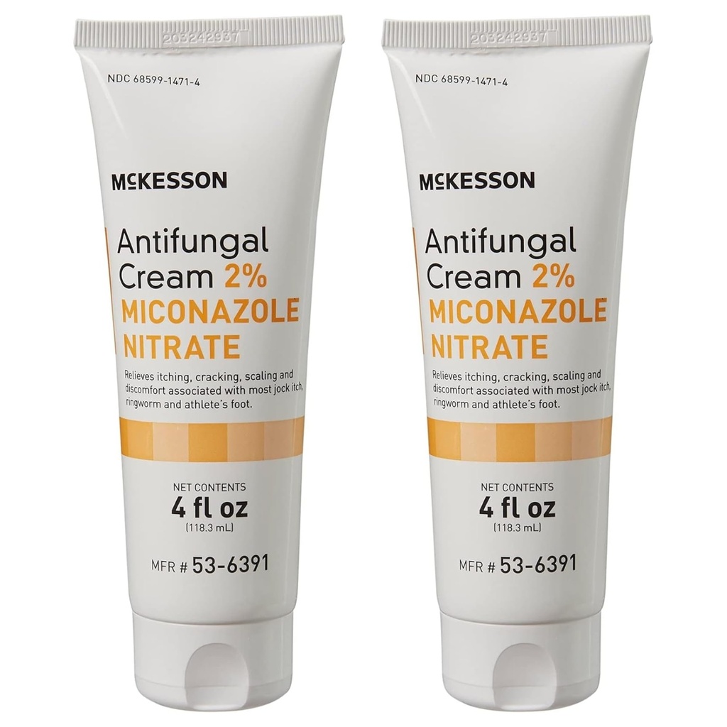 McKesson Antifungal Cream, 2% Miconazole Nitrat - Relieves Itching, Burning, Cracking fra Jock Itch, Ringorm og Atlete Foot - 4 oz., 2 Greve