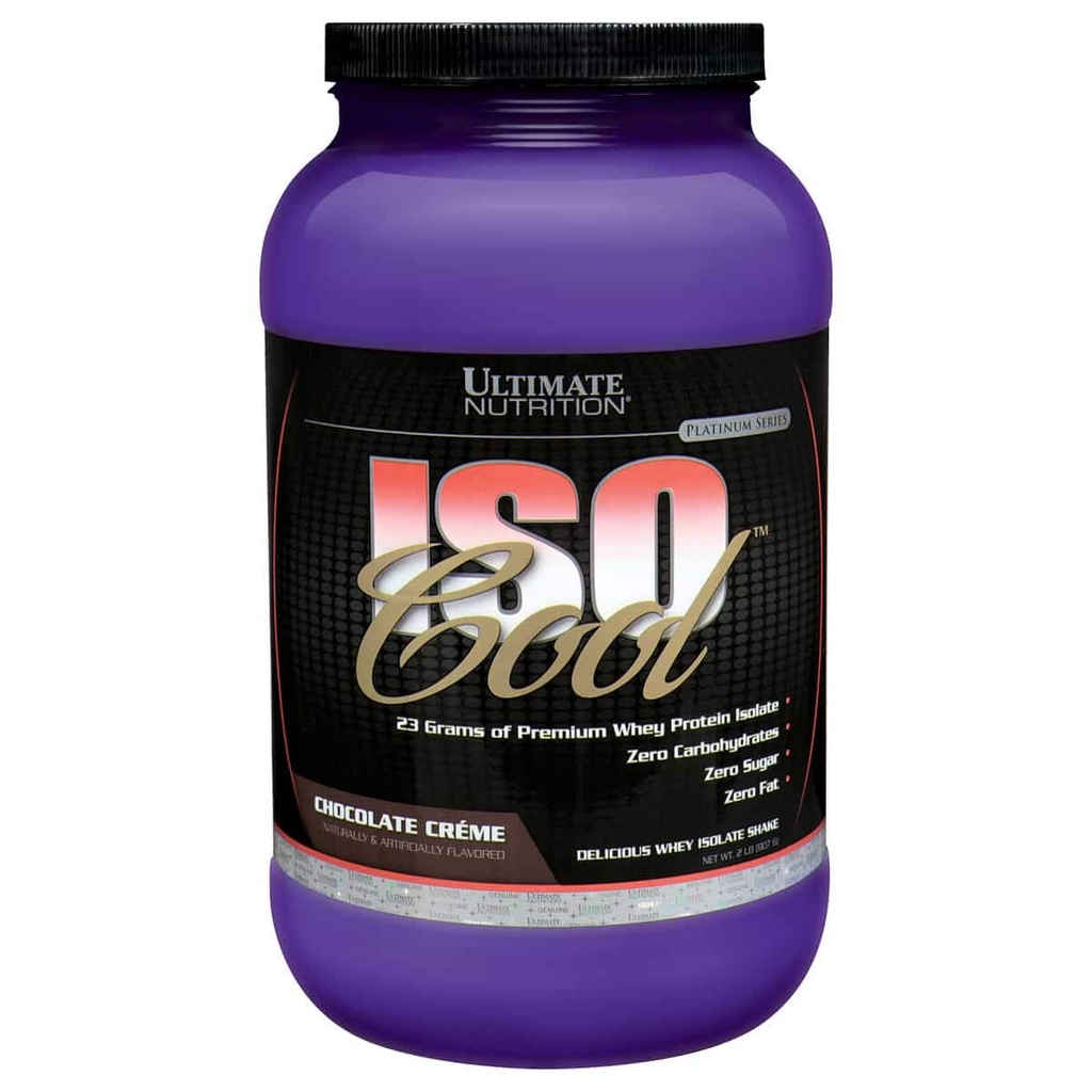 Ultimate Nutrition ISO Cool Whey Isolate Protein Powder - Keto Friendly - Sukker, Carb og Fat- Free - 23 Bedste Protein Per Servering, Chokolade, 2 Pounds