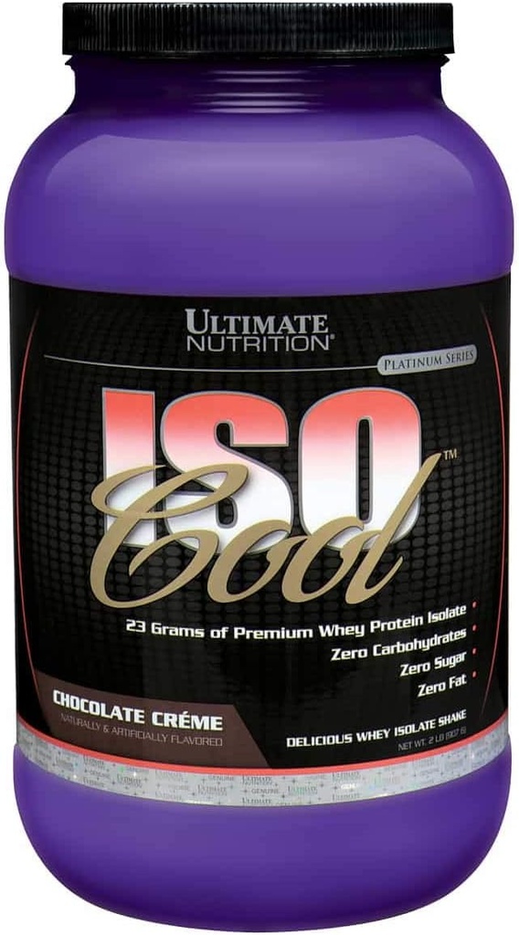 Ultimate Nutrition ISO Cool Whey Isolate Protein Powder - Keto Friendly - Sukker, Carb og Fat- Free - 23 Bedste Protein Per Servering, Chokolade, 2 Pounds