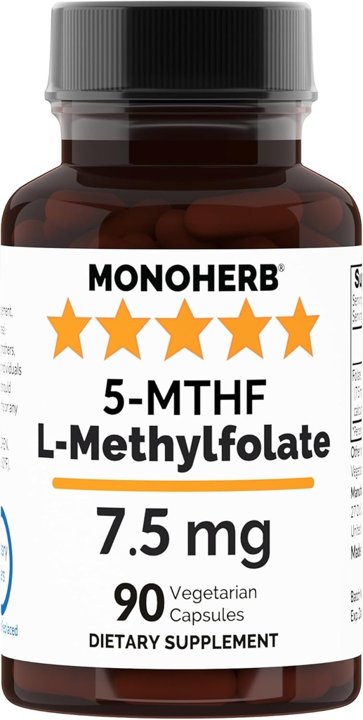MONOHERB L- methylfolfolat 7, 5 mg - 90 Vegetariske kapsler - methylfolattilskud
