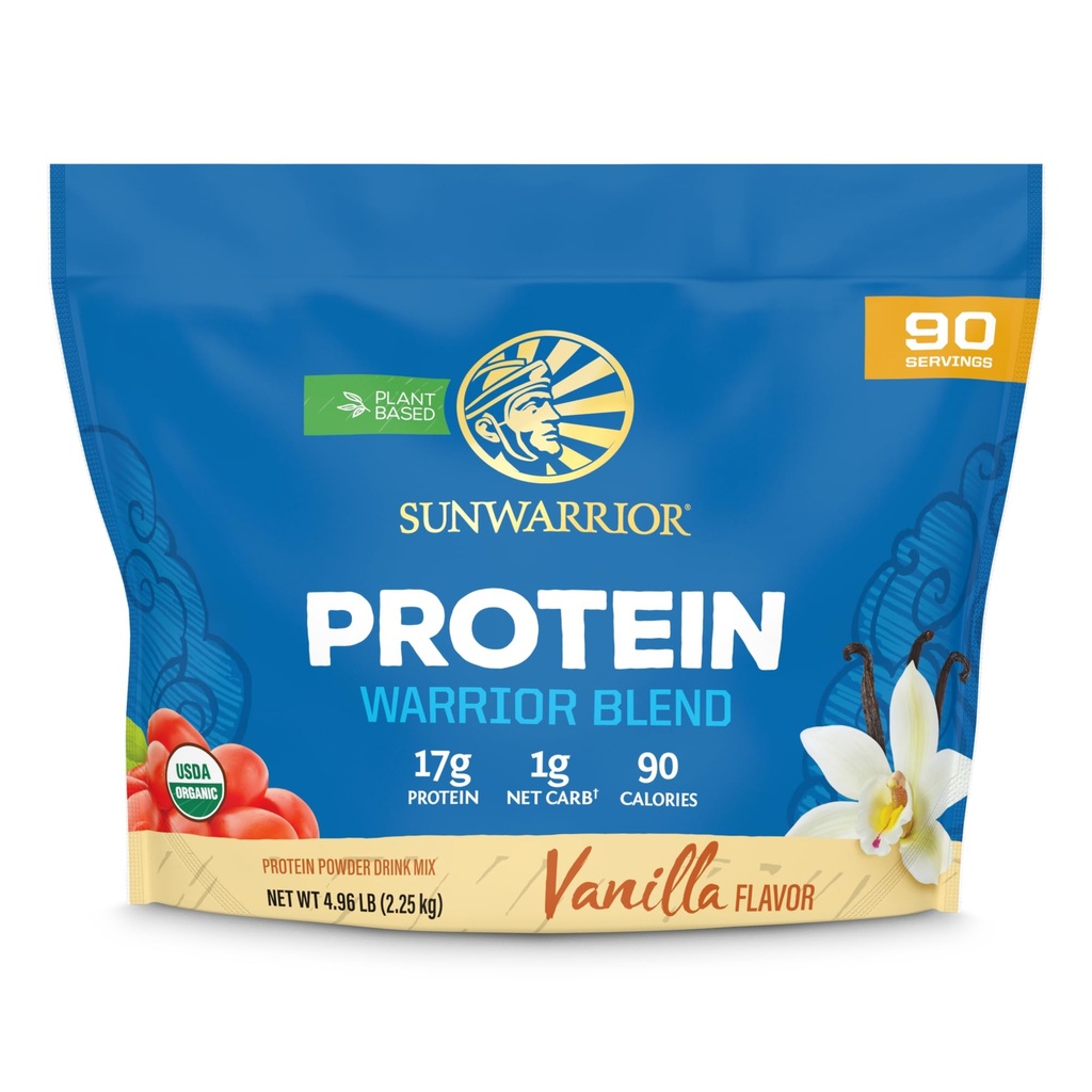 Organic Plant Based Protein Powder 124; Vegan Organic Protein Powder Vanilla Flavored with BCAA Aminoacids & Hemp Seed Pea Blend Medical 124; Non- GMO Soy Dairy Filler & Gluten Free (Vanilla, 90 Servere)