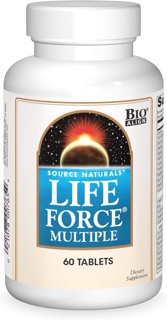 Source Naturals Life Force Multiple Daily Multivitamin High Potency Essentielle Vitamin, Mineraler, Antioxidanter & Næringsstoffer - Energi & Immunboost - 60 tabletter