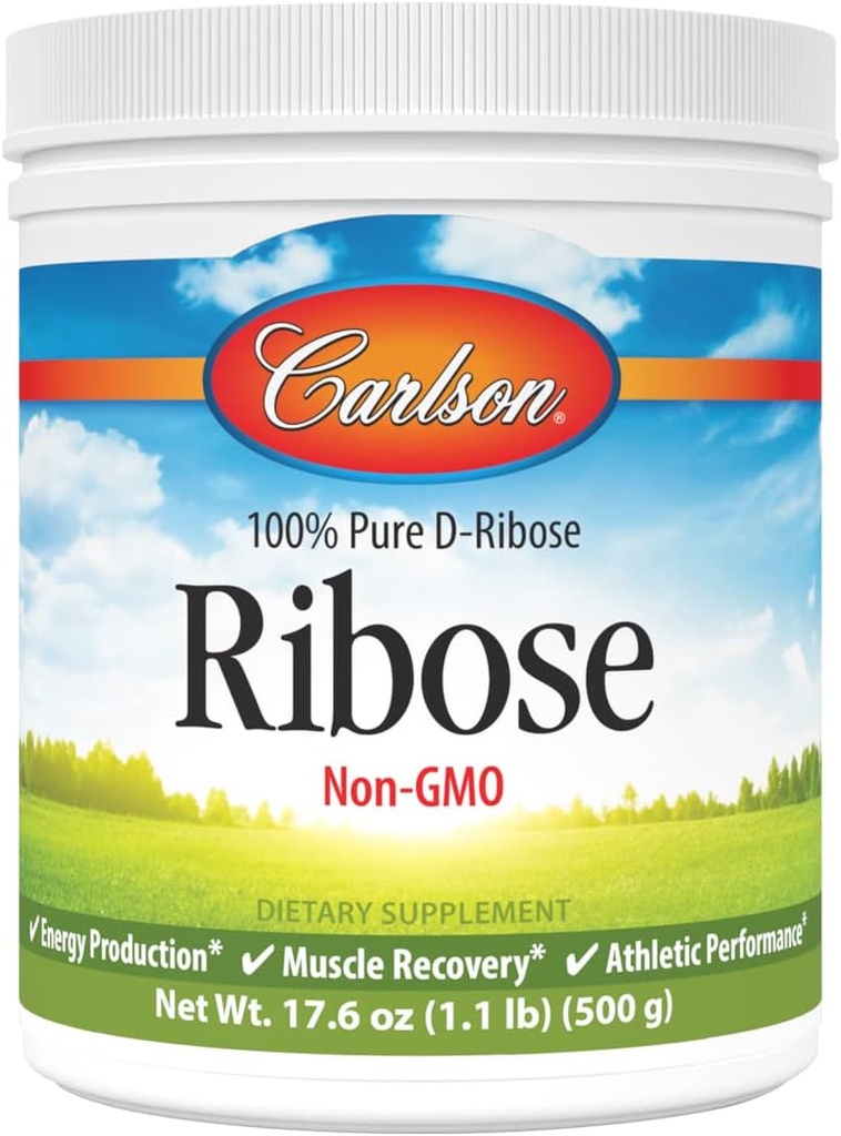 Carlson - Ribose, 100% Pure D- Ribose, Non- GMO, Energiproduktion, Muscle Recovery & Atletic Performance, 17.6 oz (500 g)