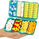 Yaklim Magnetic Travel Pill Organizer, 7 Compartments Portable Pill Box, Stor Vitamin Organizer med etiketter, Daglig Pill sag Medicine Organizer, Big Supplement Organizer Magnet Pill Container Green