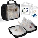 Travel Smykker Organizer sag Transparent Smykker Opbevaring Book Binder Bag for øreringe, ringe, halskæde, armbånd, sort
