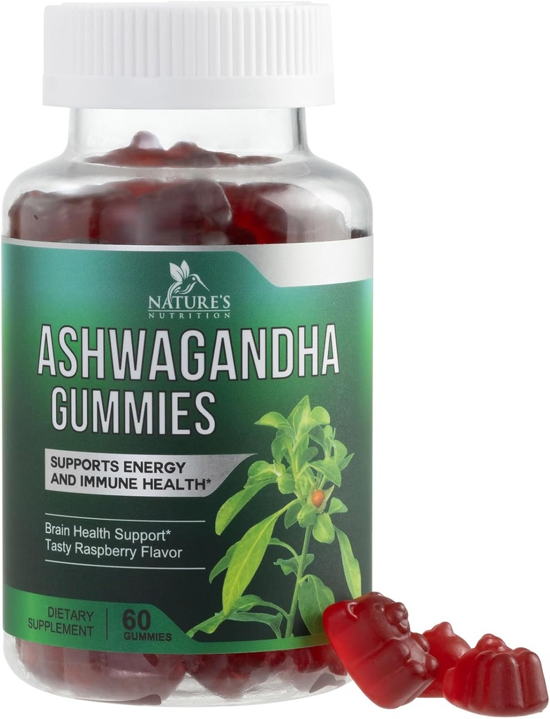 Ashwagandha Gummies 30: 1 Uddrag fra 3000mg - Vegan, Plant Based, Non- GMO, Gluten- Free & Gelatine Free, Ashwagandha Supplement for kvinder & mænd, Natural Calm, Afslapning, & immunstøtte, 60 Gummies