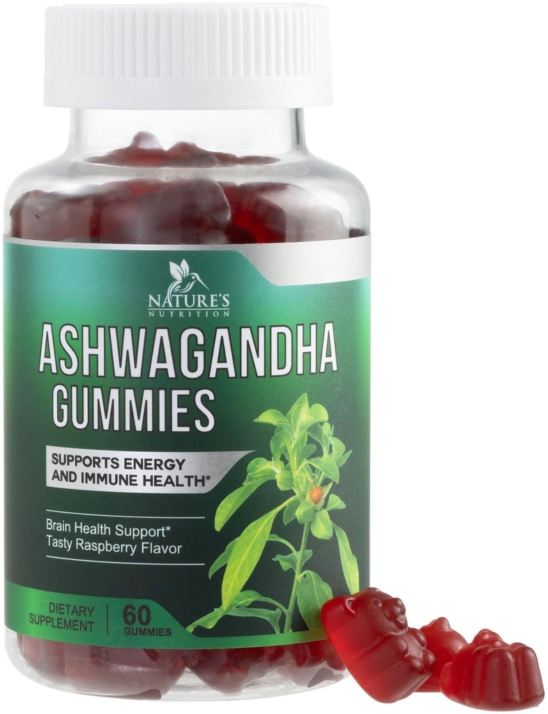 Ashwagandha Gummies 30: 1 Uddrag fra 3000mg - Vegan, Plant Based, Non- GMO, Gluten- Free & Gelatine Free, Ashwagandha Supplement for kvinder & mænd, Natural Calm, Afslapning, & immunstøtte, 60 Gummies