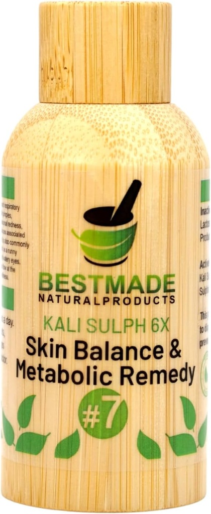 Bestmade Natural Products Kali Sulph 6X - Skin Balance & Metabolic Support, Brug til Pimples, Tør Hud, Runny Næse, Nysen & Samlet Sæsoniske Wellness, 350 Pellets