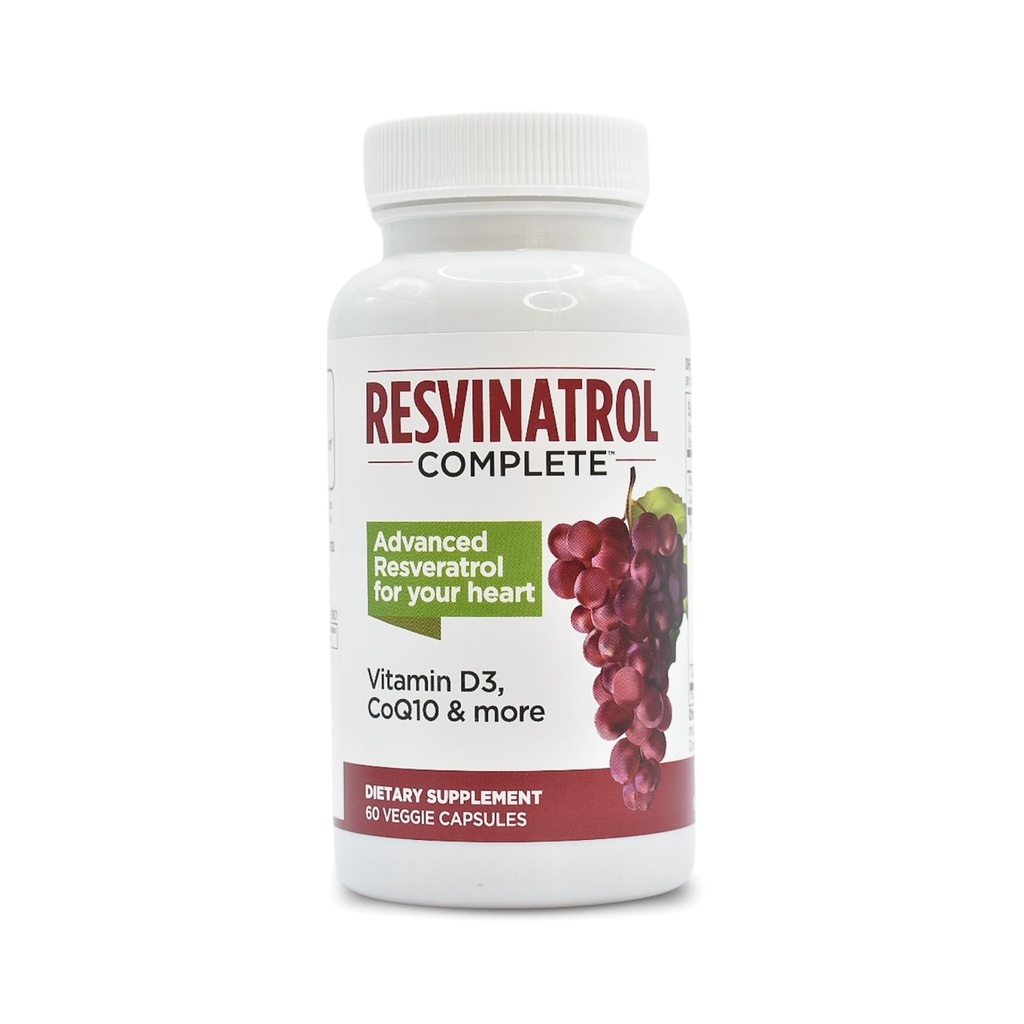 Kapsler, 60 Count- Resveratrol supplement understøtter sund aldring, hjerte sundhed, og immunfunktion med Quercetin, Grape Seed Extract, Vitamin D3 og CoQ10