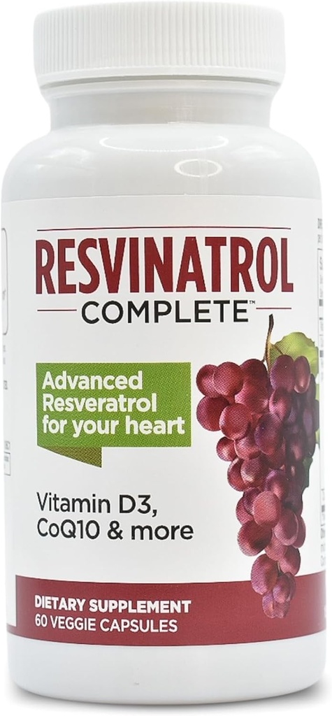 Kapsler, 60 Count- Resveratrol supplement understøtter sund aldring, hjerte sundhed, og immunfunktion med Quercetin, Grape Seed Extract, Vitamin D3 og CoQ10