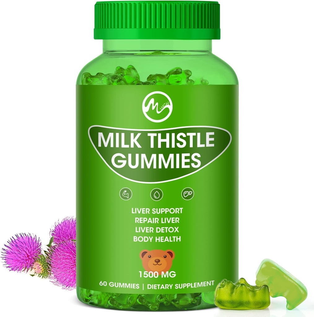 Mælk Thistle Gummies, Lever Rense Gummy, Økologisk Lever Detox Kosttilskud til mænd og kvinder - 60 Gummies (60 greve (pakke med 1))