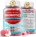 NEVISS Probiotisk + Prebiotiske Gummies for voksne & Børn 4 +, Sukker Free Chewable 50 Millioner CFU 'er w / Fiber, vitamin B1 B2 D3 & Zink, for fordøjelse & Gut sundhed, Boost Microflora mangfoldighed, 60 Cts