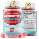 NEVISS Probiotisk + Prebiotiske Gummies for voksne & Børn 4 +, Sukker Free Chewable 50 Millioner CFU 'er w / Fiber, vitamin B1 B2 D3 & Zink, for fordøjelse & Gut sundhed, Boost Microflora mangfoldighed, 60 Cts