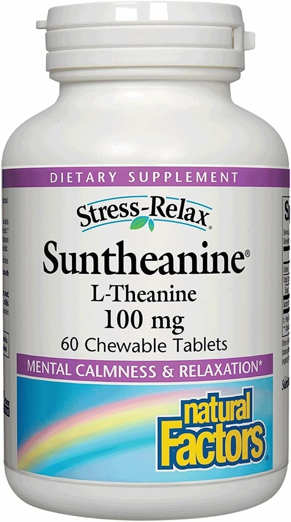 Naturlige faktorer suntheanine L- Theanine 100 mg - Helbreds supplement til rolig Outlook - L- Theanine supplement understøtter afslappende søvn & hjælpemidler mod Drowsiness - 60 tyggetabletter (30 Servere)