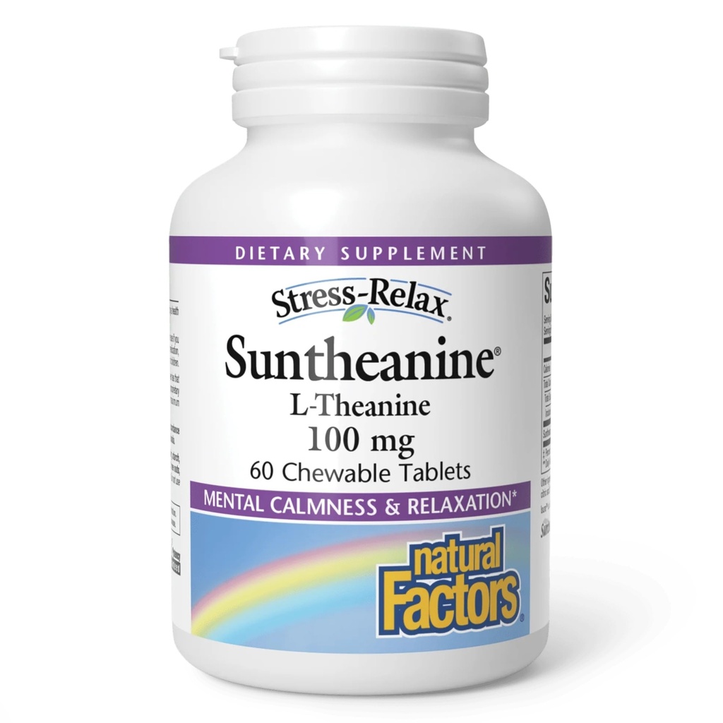 Naturlige faktorer suntheanine L- Theanine 100 mg - Helbreds supplement til rolig Outlook - L- Theanine supplement understøtter afslappende søvn & hjælpemidler mod Drowsiness - 60 tyggetabletter (30 Servere)