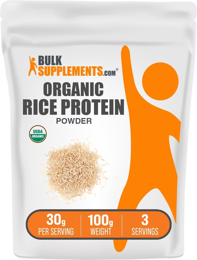 Bulkadditions.com Organic Rice Protein Powder - Vegan Plant Protein, Unflavored - Vegan & Gluten Free, 30g per Serving, 100g (3,5 oz) (Pack of 1)
