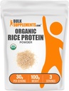 Bulkadditions.com Organic Rice Protein Powder - Vegan Plant Protein, Unflavored - Vegan & Gluten Free, 30g per Serving, 100g (3,5 oz) (Pack of 1)
