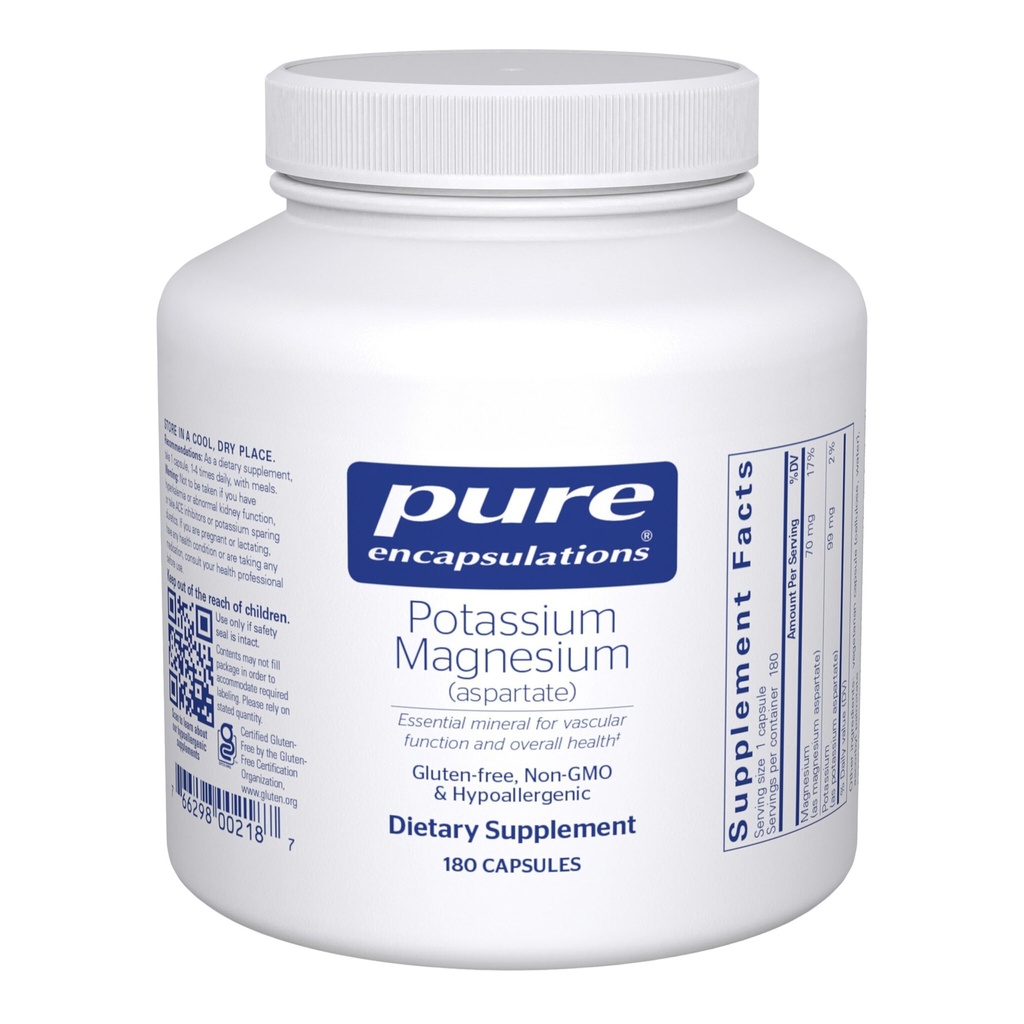 Pure indkapslinger Kalium Magnesium (aspartat) Note 124; supplement til Support Heart, Muscular, Bone, og Nerve Sundhed *