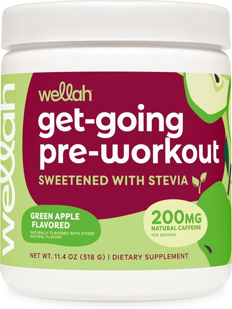 Wellah Get- Going Pre- workout Drink Mix (Green Apple Smagen, 30 Servere)