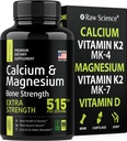 Calciumcitrat med vitamin D3 K2 & Magnesium Glycinat - Bone Strength Supplement - Plant baseret Calciumtilskud til kvinder & mænd - Magnesium og Calcium D3 K2 piller til bensundhed - 90 kapsler