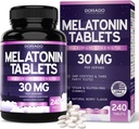 Melatonin 30 mg tabletter til voksne (240 tabletter) - Fast opløsning tablet med 30 mg Melatonin Per tablet - Glutenfri, ikke- GMO, 100% vegetar, & Great Tasting - Blandede berry flavor - Made in USA