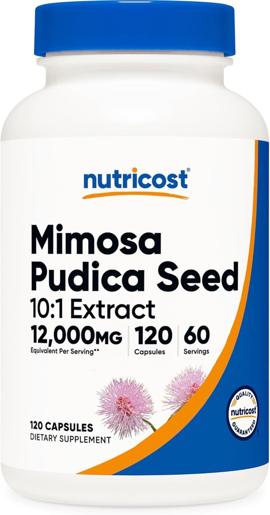 Nutricost Mimosa Pudica Seed 10: 1 Extract (120 kapsler, 60 Servere) (12,000MG Per Servering) - Non- GMO, Animal- Free Product