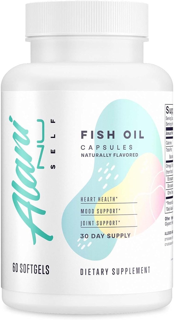 Alani Nu Omega 3 Fish Oil, 1500MG, 800mg EPA, 600mg DHA, Gluten- Free, (60 Softgels) 30 Servering