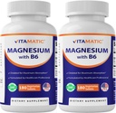 Vitamatisk Magnesium med B6-180 Vegetariske tabletter (ikke belagt) - Tilføjet B6 for maksimal absorption - Understøtter muskel, fælles og hjerte sundhed - 2 Pack