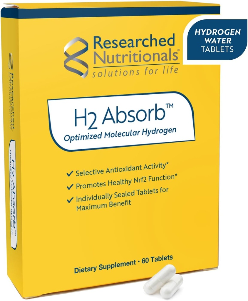 Forsøget næringsstof H2 Absorb Molekylære brint tabletter - Instant Hydrogeneret vand & antioxidant supplement - Foryngende drik at fremme energi & sund aldring (60 tabletter)