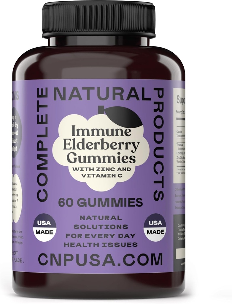 Elderberry Gummies - 60 Count Natural med zink, C-vitamin, & Elderberry (Sambucas)