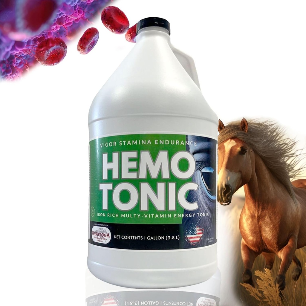 Hemotonic - Iron Rich Multi- Vitamin Energy Tonic Power Packed Blood Builder & Energy Revitalizer til heste af Saratoga Veterinary Product (1 Gallon)
