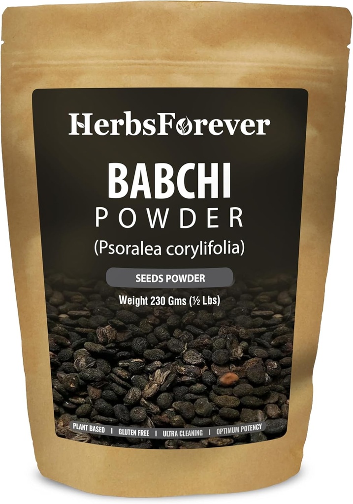 Herbseverly Babchi Powder 230g - Pure Psoralea Corylifolia Churna - Traditionelt anvendes til hud & wellness support - Non- GMO, Ingen tilsætningsstoffer - ekstern & intern brug - Lab testet