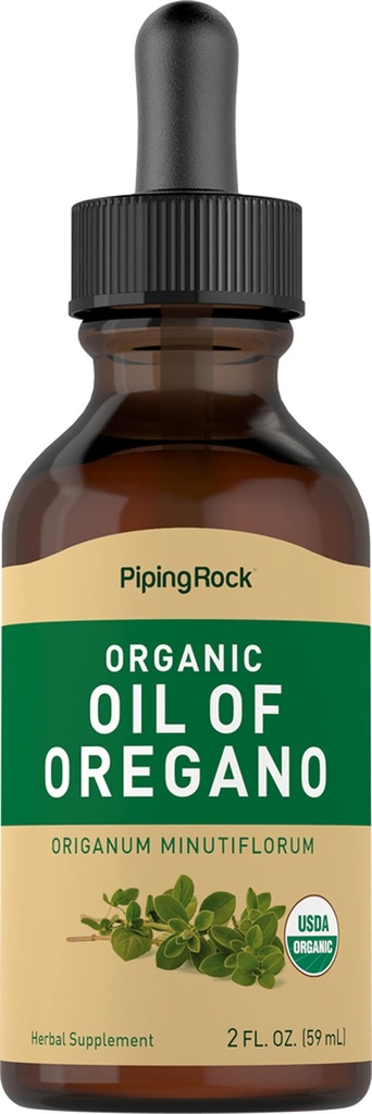 Piping Rock Oil of Oregano Organic Liquid Drops Mex124; 2 fl oz Mex124; with Extra Virgin Olive Oil Mex124; Herbal Extract Supplement Mex124; Non- GMO, Gluten Free