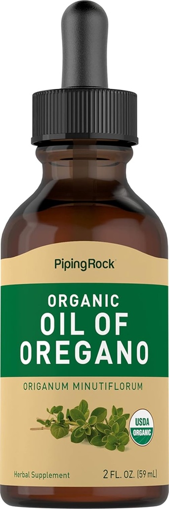Piping Rock Oil of Oregano Organic Liquid Drops Mex124; 2 fl oz Mex124; with Extra Virgin Olive Oil Mex124; Herbal Extract Supplement Mex124; Non- GMO, Gluten Free